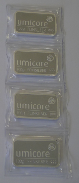 Silberbarren 100 Gramm Silber verschiedene Hersteller