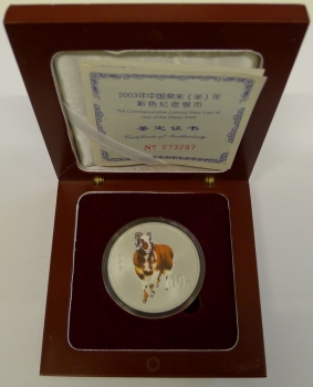 China 1 Unze Silber 10 Yuan Ziege-Goat 2003 PP