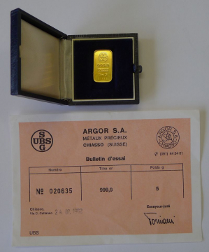 Goldbarren 5 Gramm Gold UBS