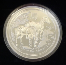 Australien Lunar II Pferd 1 Kg Silber 2014 polierte Platte PP