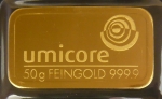 Goldbarren 50 Gramm Gold Degussa, Heraeus, Umicore, Valcambi